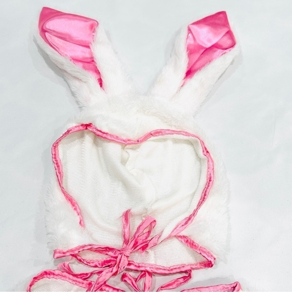 Charades Child Plush White & Pink 2pc Bunny Halloween Easter Cosplay Costume - Picture 7 of 14